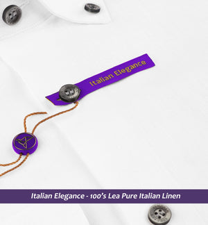 Portugal- Pure White Linen- Contrast Details- Button Down