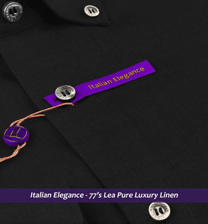 Sheffield- Black Solid Linen- Button Down