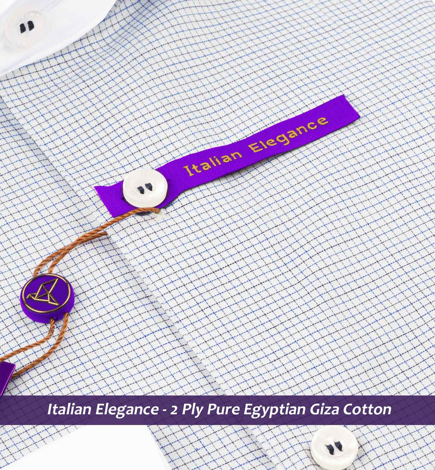 Montford- Navy & White Pin Check- White Collar
