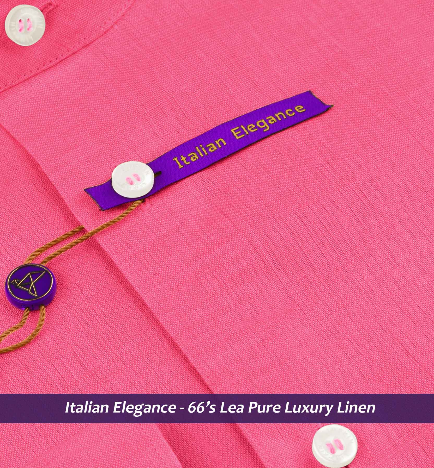 Limnos- Rouge Pink Solid Linen- Mandarin Collar