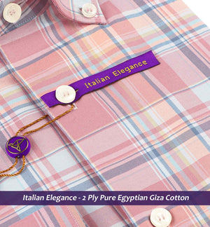 Logrono- Carnation Pink & Blue Check- Button Down