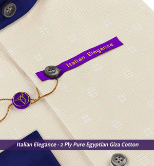 Salvador- Beige & White Motif- Navy Collar