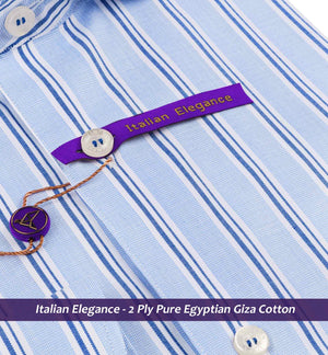 Petersburg- Azure Blue & White Stripe