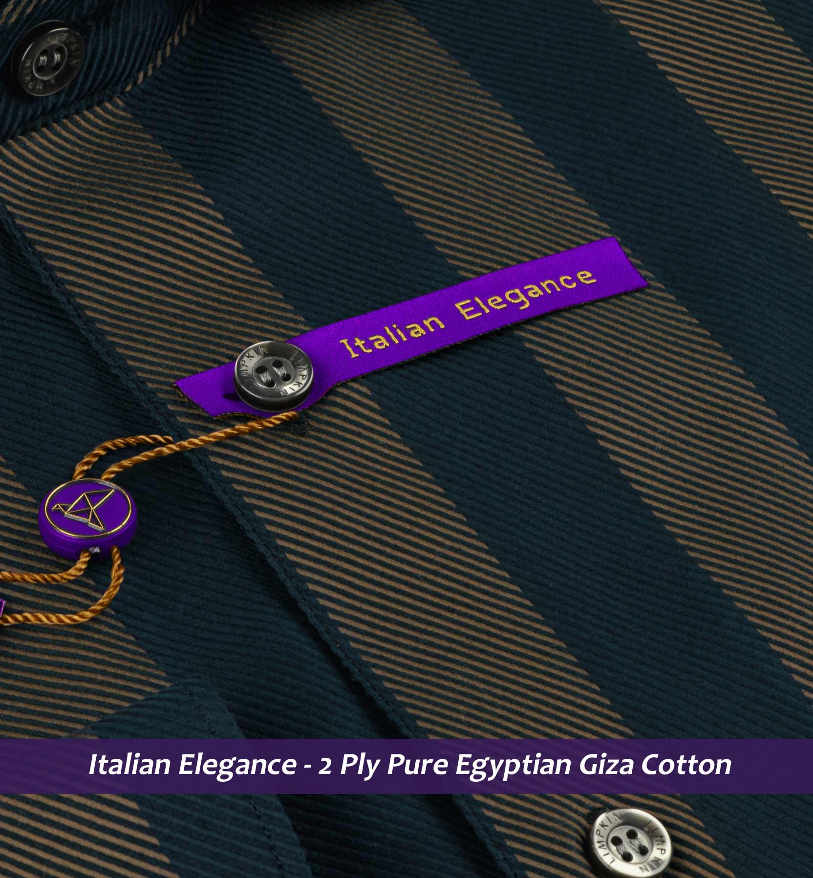 Moncton- Teal Green & Beige Stripe