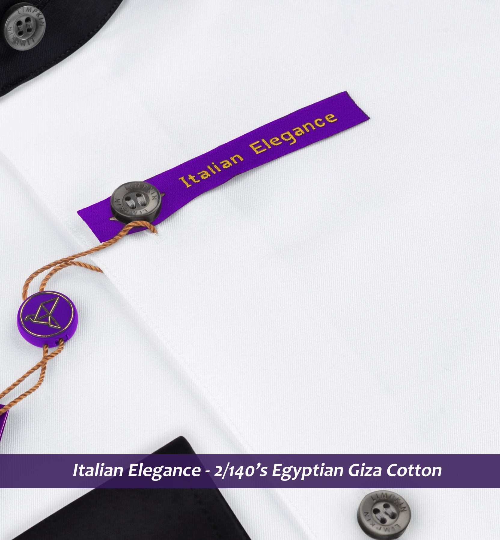 Torrance- The Best Formal White- Black Collar- 2/140 Egyptian Giza Cotton