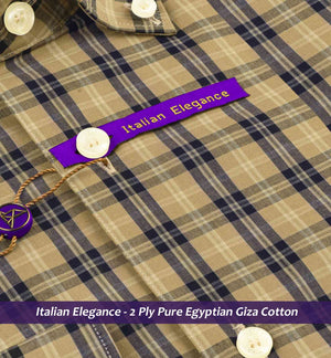 Salisbury- Beige & Navy Check- Button Down