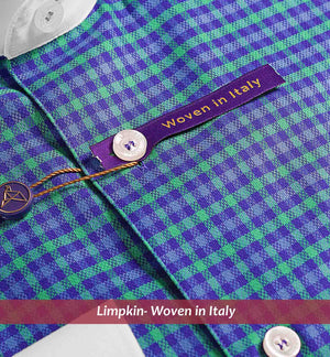 Condamine- Purple & Green Check- White Collar