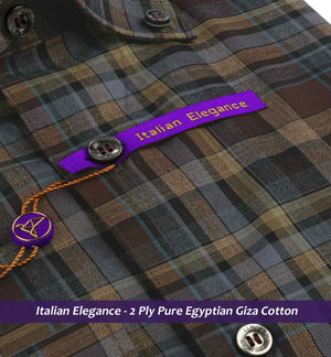 Orsha- Burgundy & Beige Check- Button Down