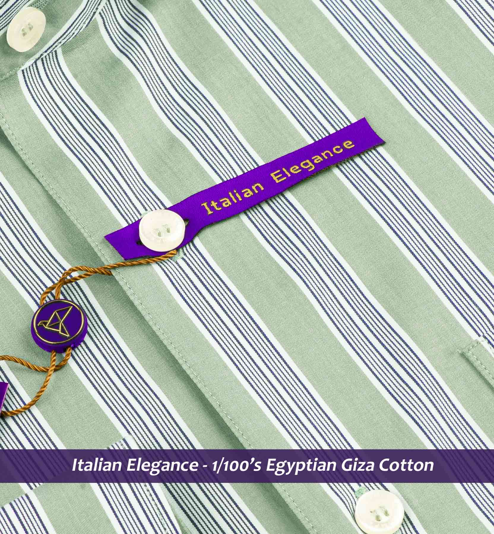 Sanibel- Olive Green & Navy Stripe- 1/100 Egyptian Giza Cotton