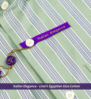 Sanibel- Olive Green & Navy Stripe- 1/100 Egyptian Giza Cotton