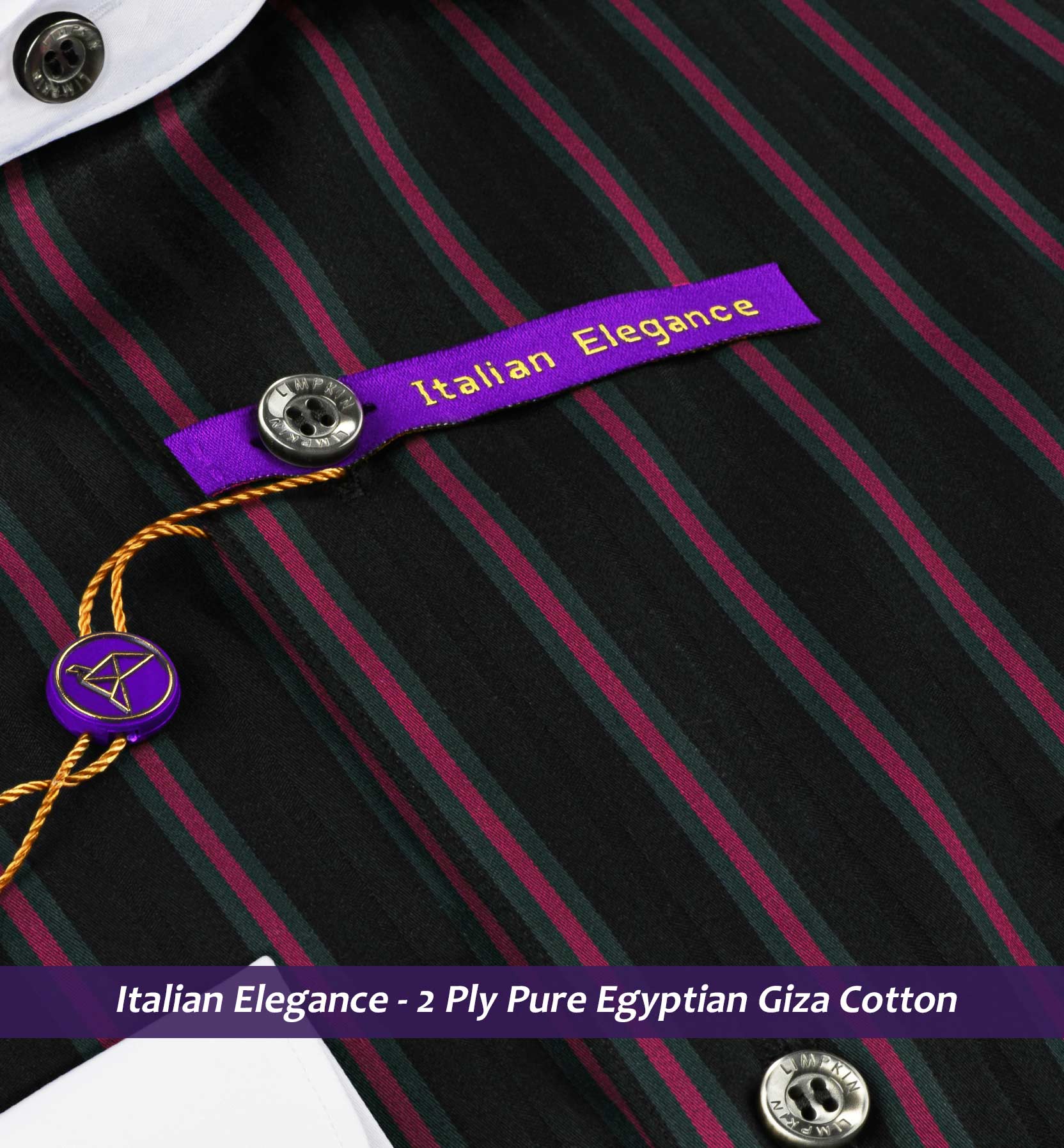 Minsk- Magenta & Black Stripe- White Collar