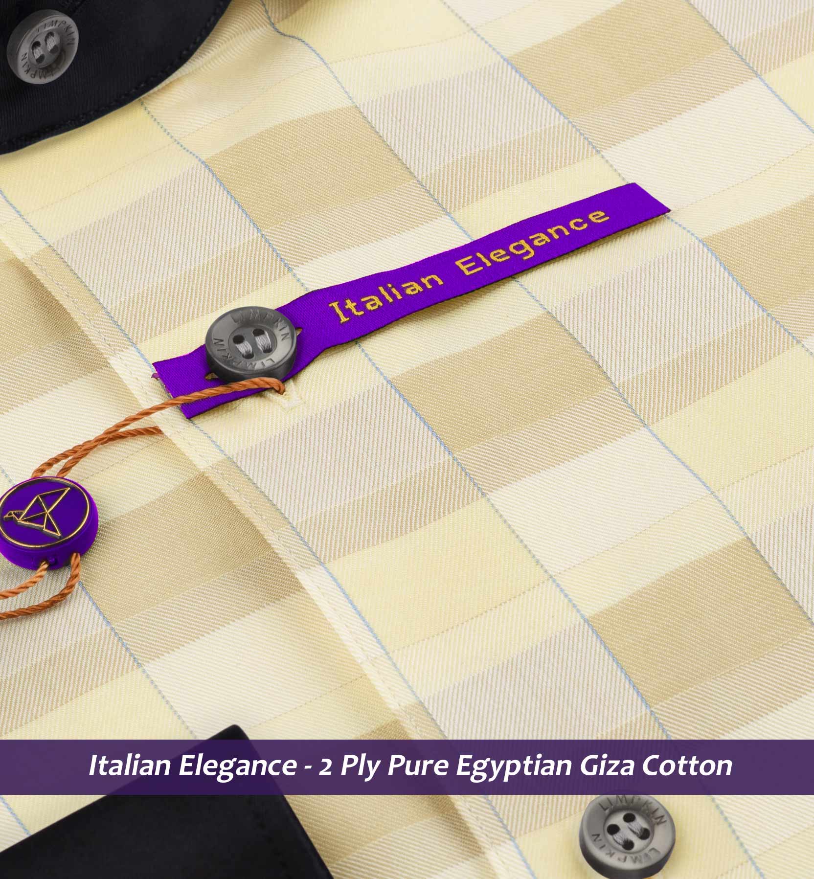 Solviati- Daffodil Yellow & Beige Check- Black Collar