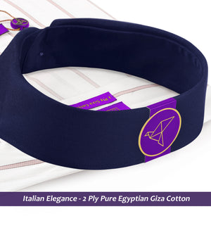 Pomona- Prose Pink & Burgundy Stripe- Navy Collar