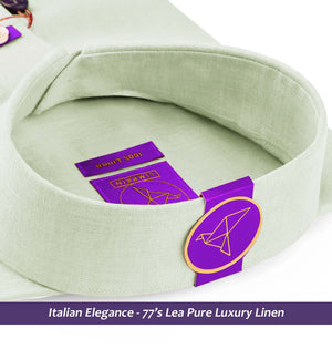 Santorini- Pearl Beige Linen- Button Down- 77's Lea Pure Luxury Linen