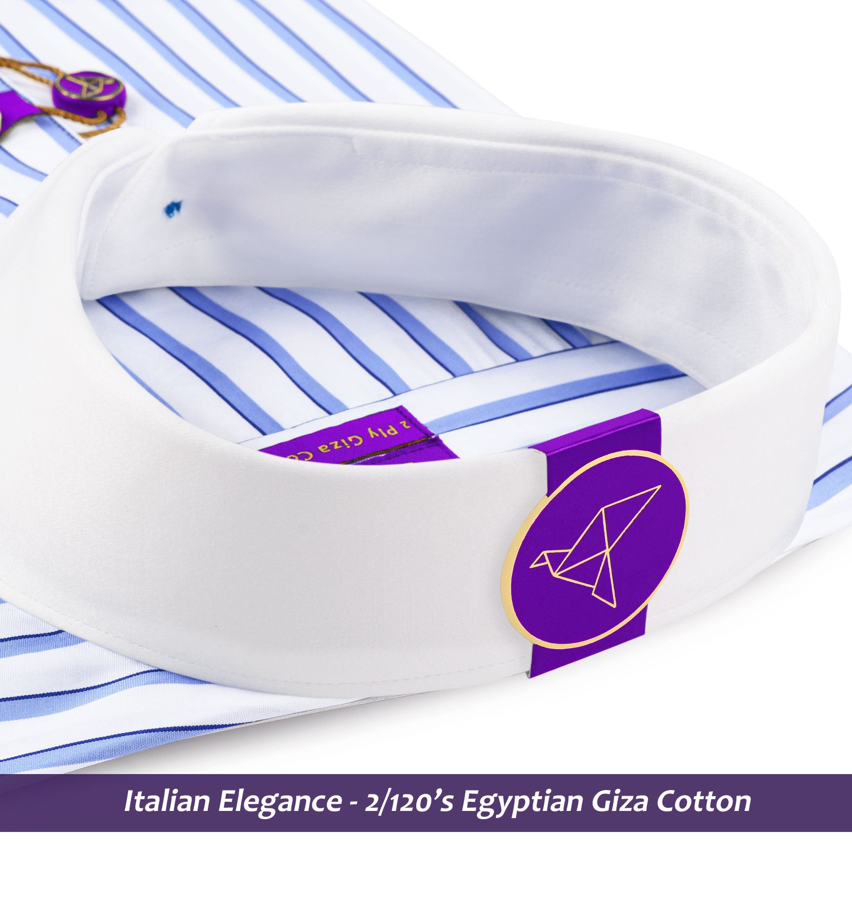 Moncler- Azure Blue & Navy Stripe- White Collar