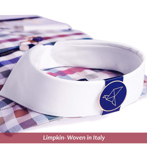 Washington- Burgundy & Beige Check- White Collar
