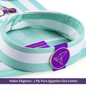 Francisco- Turquoise & White Stripe