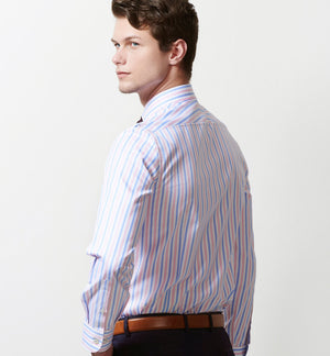 Segovia- Azure Blue & Pink Stripe