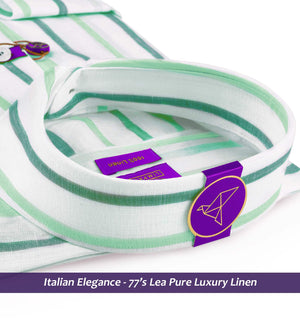 Vienna- Emerald Green & White Stripe Linen