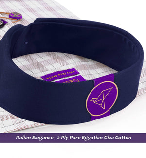 Portugal- Mulberry Burgundy & White Check- Navy Collar