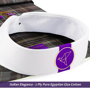 Pengfei- Teal & Brown Check- White Collar