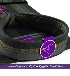 Fribourg- Grey & Beige Motif Stripe