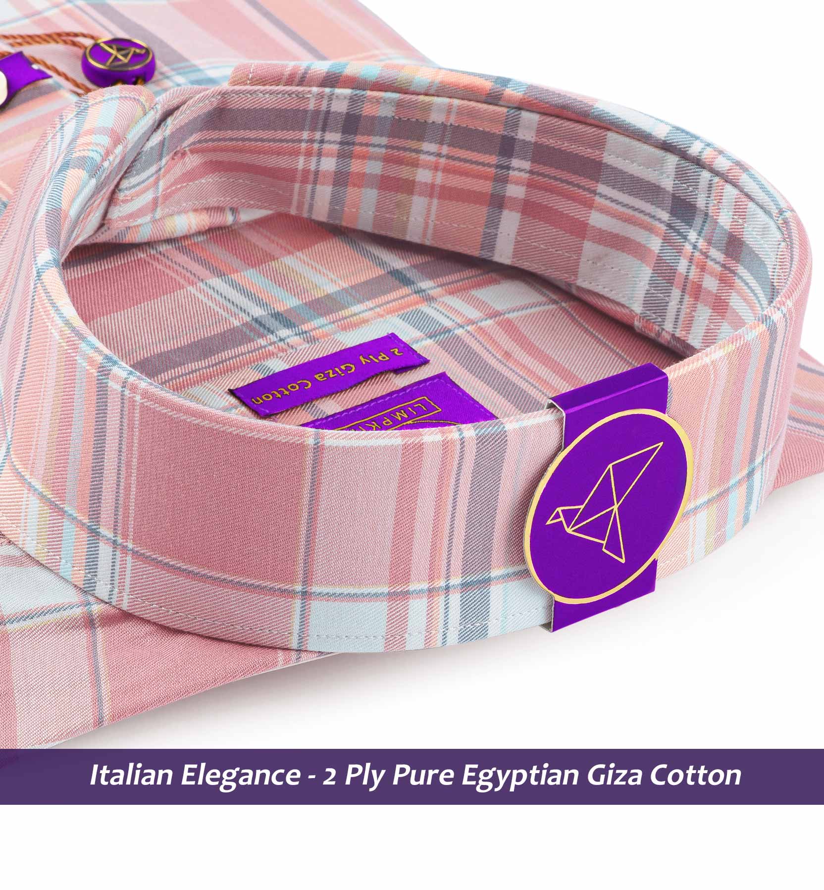 Logrono- Carnation Pink & Blue Check- Button Down