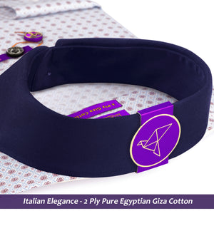 Tripoli- Cerulean Blue & Brown Print- Navy Collar
