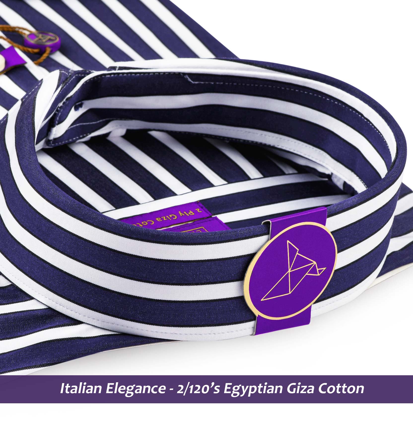 Manhattan- Navy & White Stripe- 2/120 Egyptian Giza Cotton