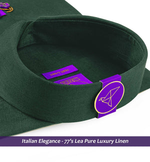 Cairoli- Emerald Green Solid Linen- 77's Lea Pure Luxury Linen