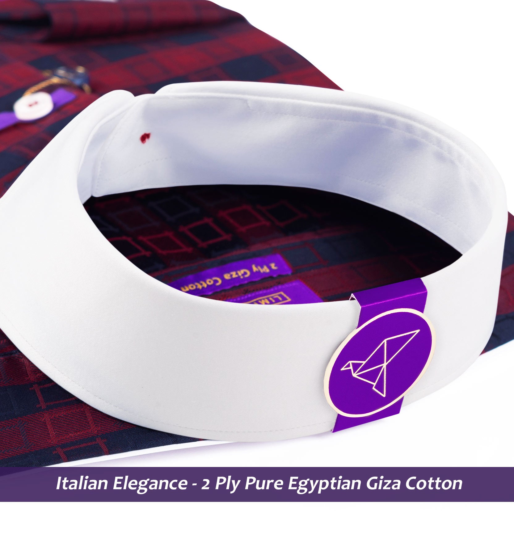 Luton- Burgundy & Navy Check- White Collar