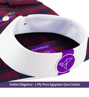Luton- Burgundy & Navy Check- White Collar