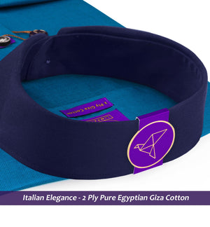Amiens- Prussian Blue Solid- Navy Collar