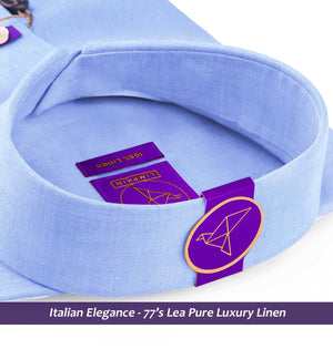 Nostrand- Azure Blue Linen- Button Down- 77's Lea Pure Luxury Linen