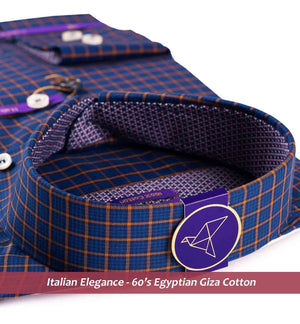Brisbane- Navy & Orange Check- Button Down