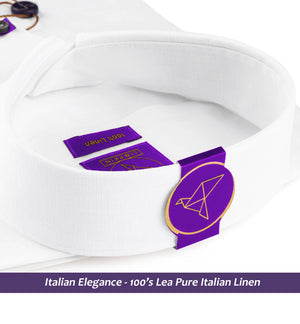 Portugal- Pure White Linen- Contrast Details- Button Down