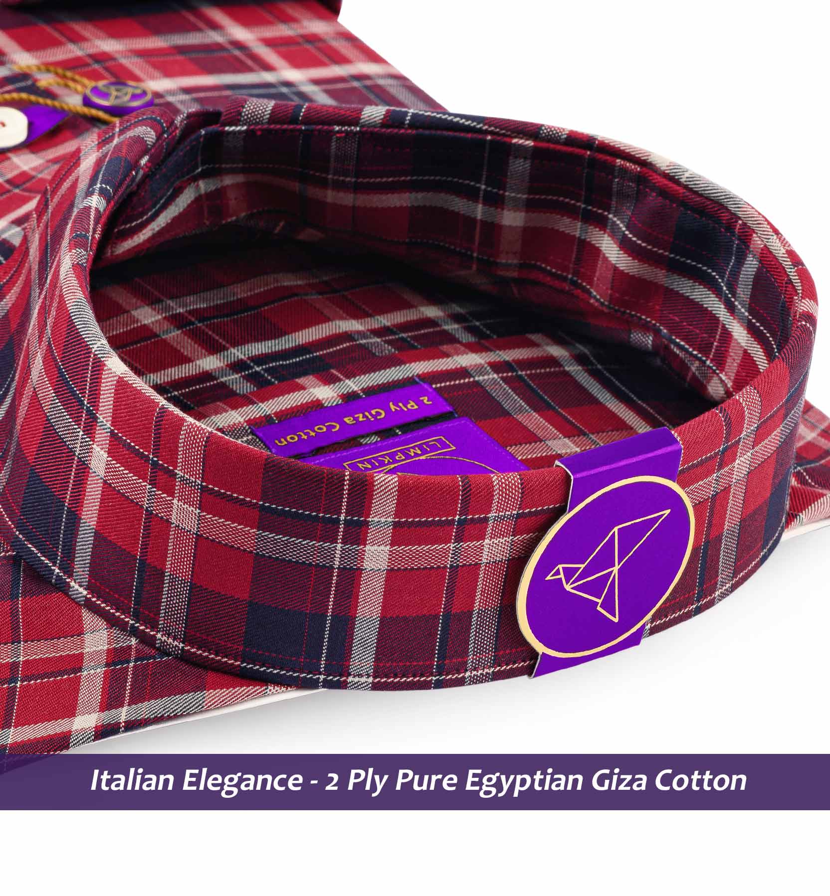 Brooklyn- Navy & Burgundy Check- Button Down