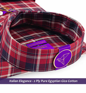 Brooklyn- Navy & Burgundy Check- Button Down