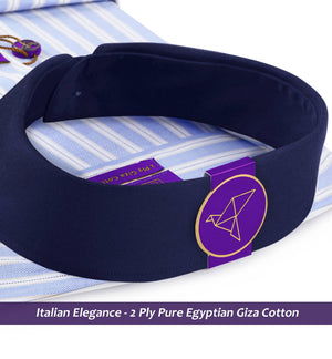 Durham- Azure Blue & Navy Stripe- Navy Collar