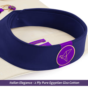 Salvador- Beige & White Motif- Navy Collar