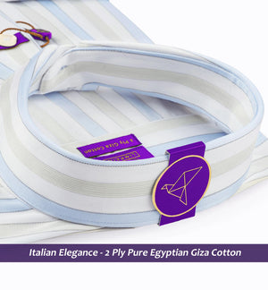 Lorient- Azure Blue & Beige Stripe