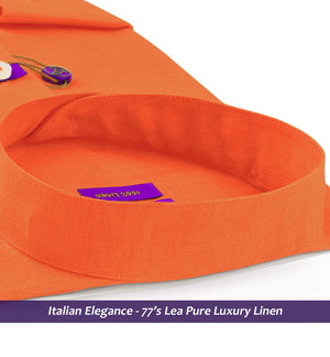 Navagio- Tangerine Orange Linen- Mandarin Collar