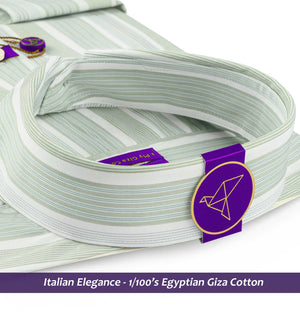 Finsbury- Jade Green & Blue Stripe- 1/100 Egyptian Giza Cotton