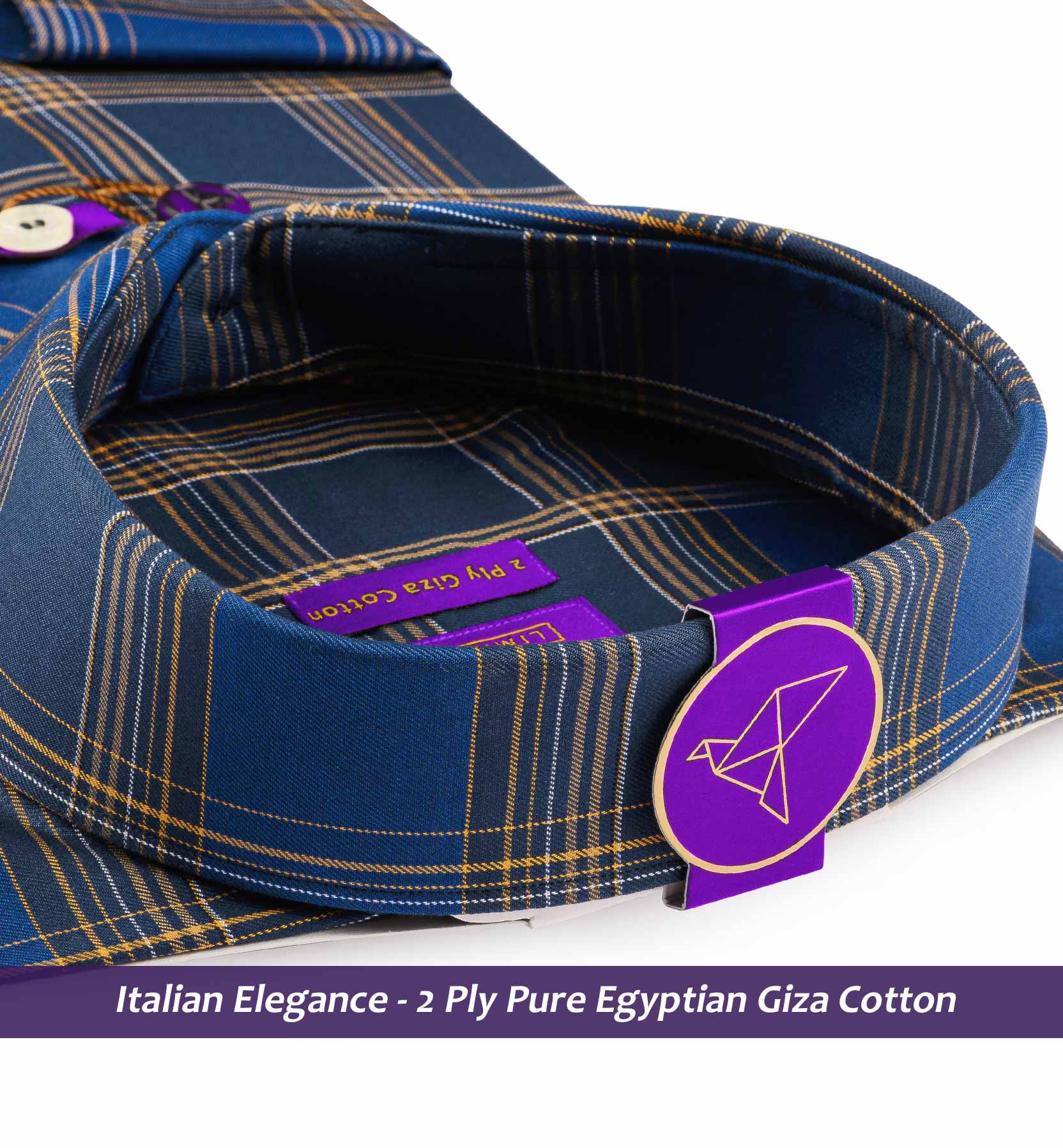 Monza- Navy Blue & Orange Check