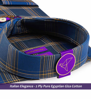 Monza- Navy Blue & Orange Check