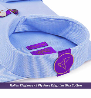 Nelson- Azure Blue Structure- 2 Ply Egyptian Giza Cotton- Delivery from 9th March