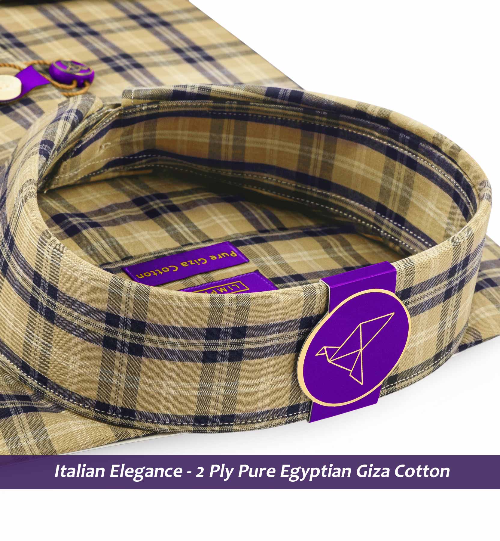 Salisbury- Beige & Navy Check- Button Down