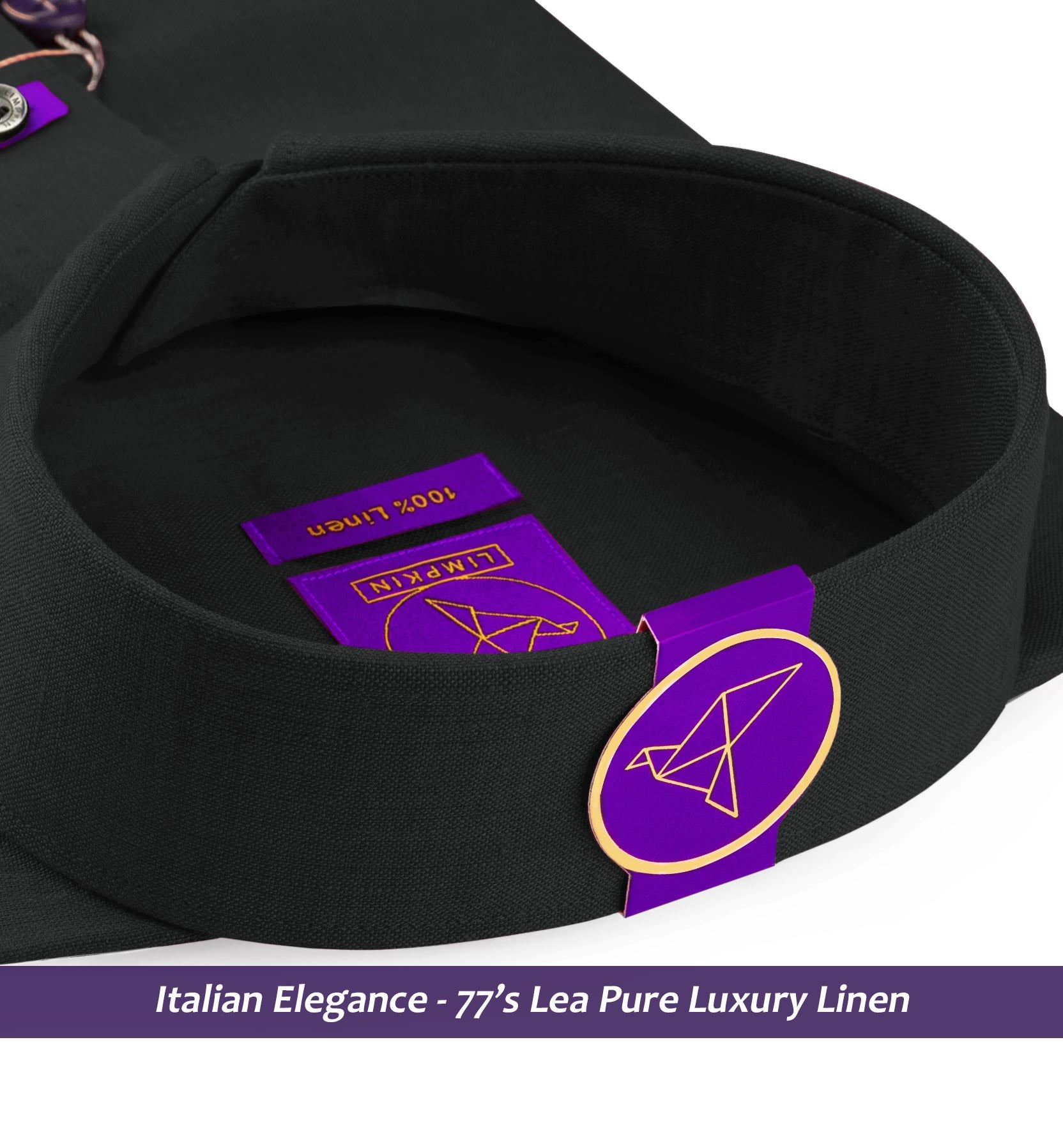 Sheffield- Black Solid Linen- Button Down