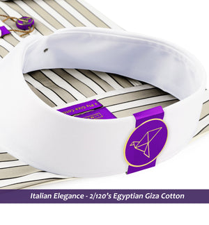 Fribourg- Beige & Mocha Brown Stripe- White Collar