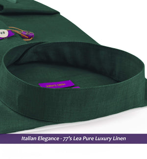 Newburgh- Emerald Green Linen- Mandarin Collar